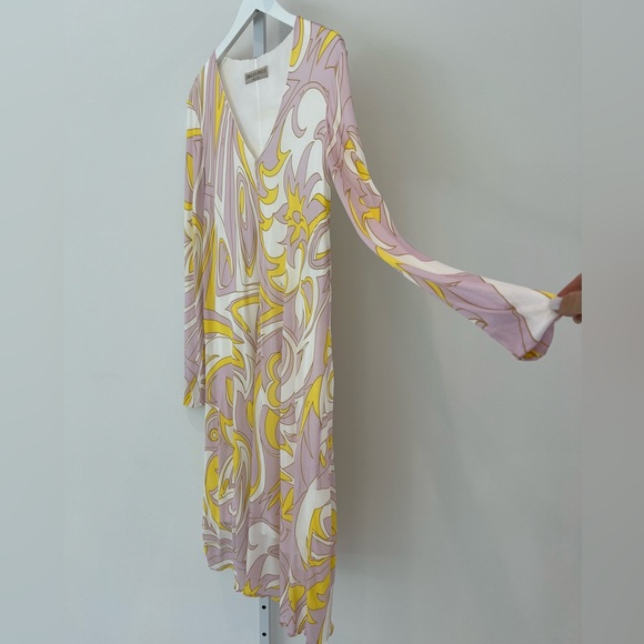 EMILIO PUCCI LAVENDER YELLOW VISCOSE DRESS MODEL 1EJH25 SIZE IT 40 / US 6 - Picture 8 of 17